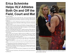 Picture of Erica Schminke helping HLV Athlete