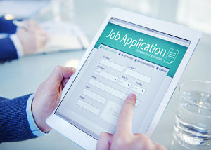 computer with job application